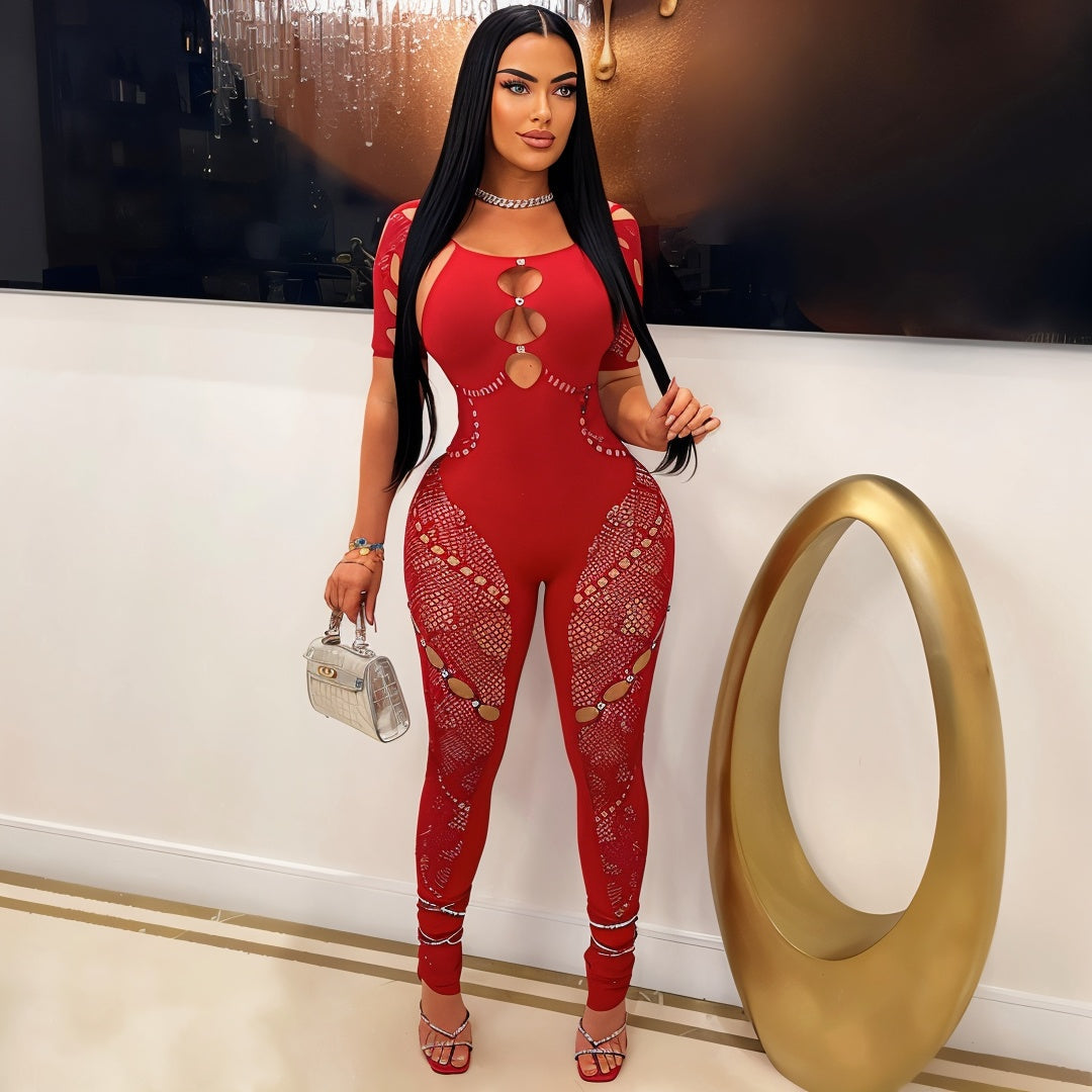 ELISE Cutout Rhinestone Jumpsuit