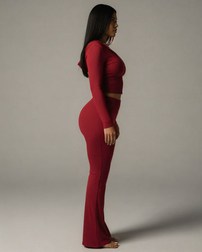 RAINY Zip-Up Hoodie and Flare Pants Set