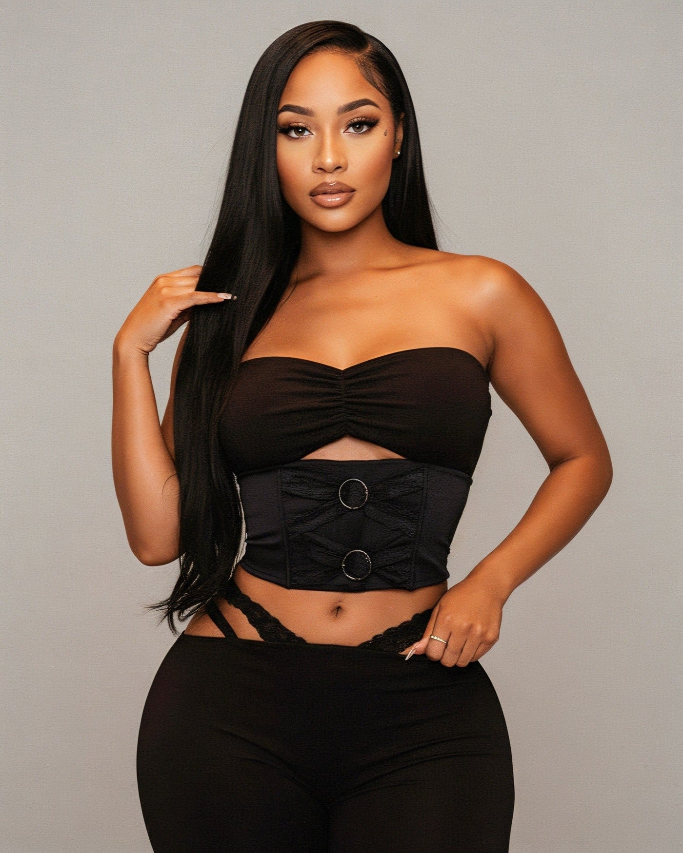 MAPPLE Halter Neck Crop Top and Flare Pants Set