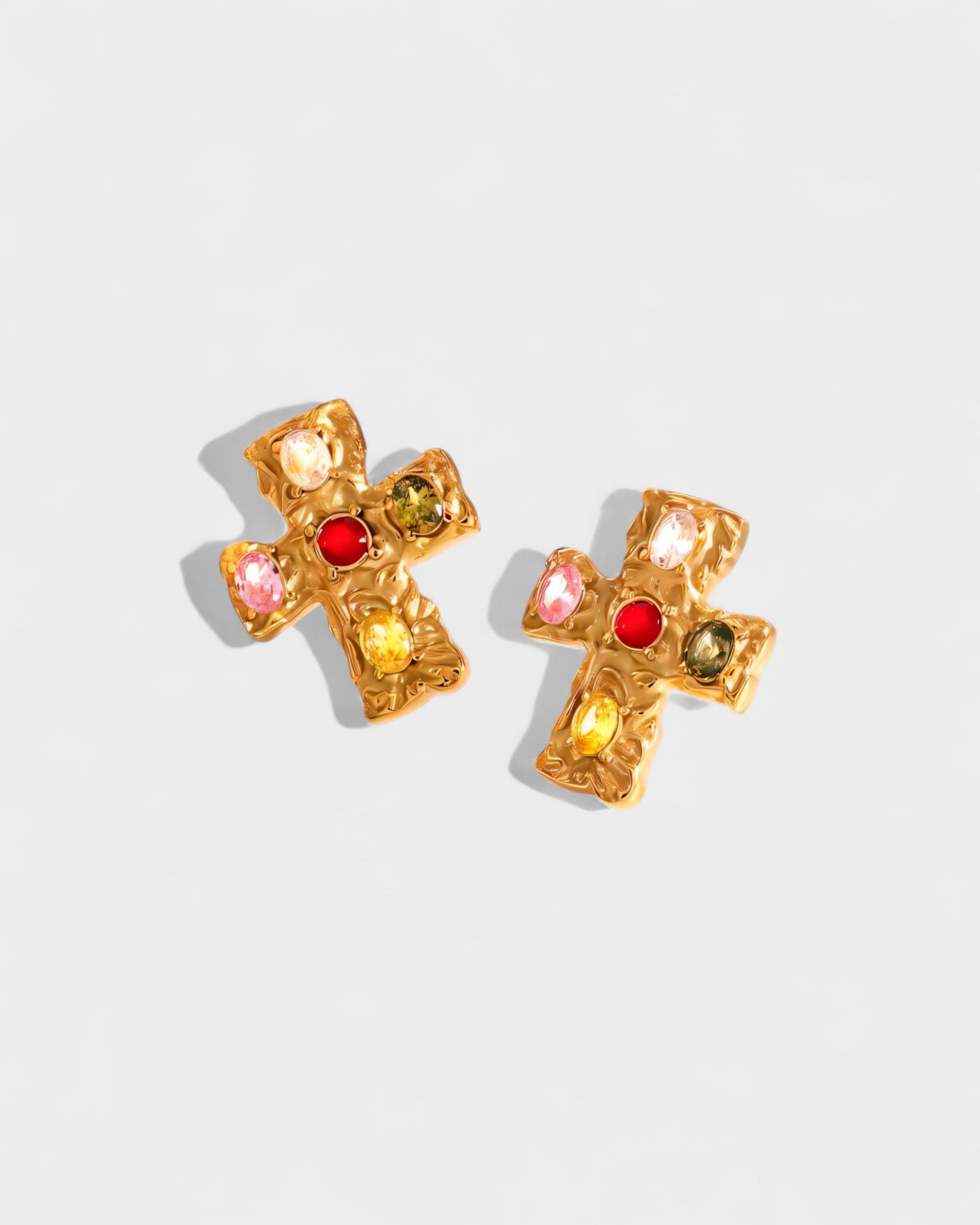 MAINE Multi-Stone Cross Stud Earrings