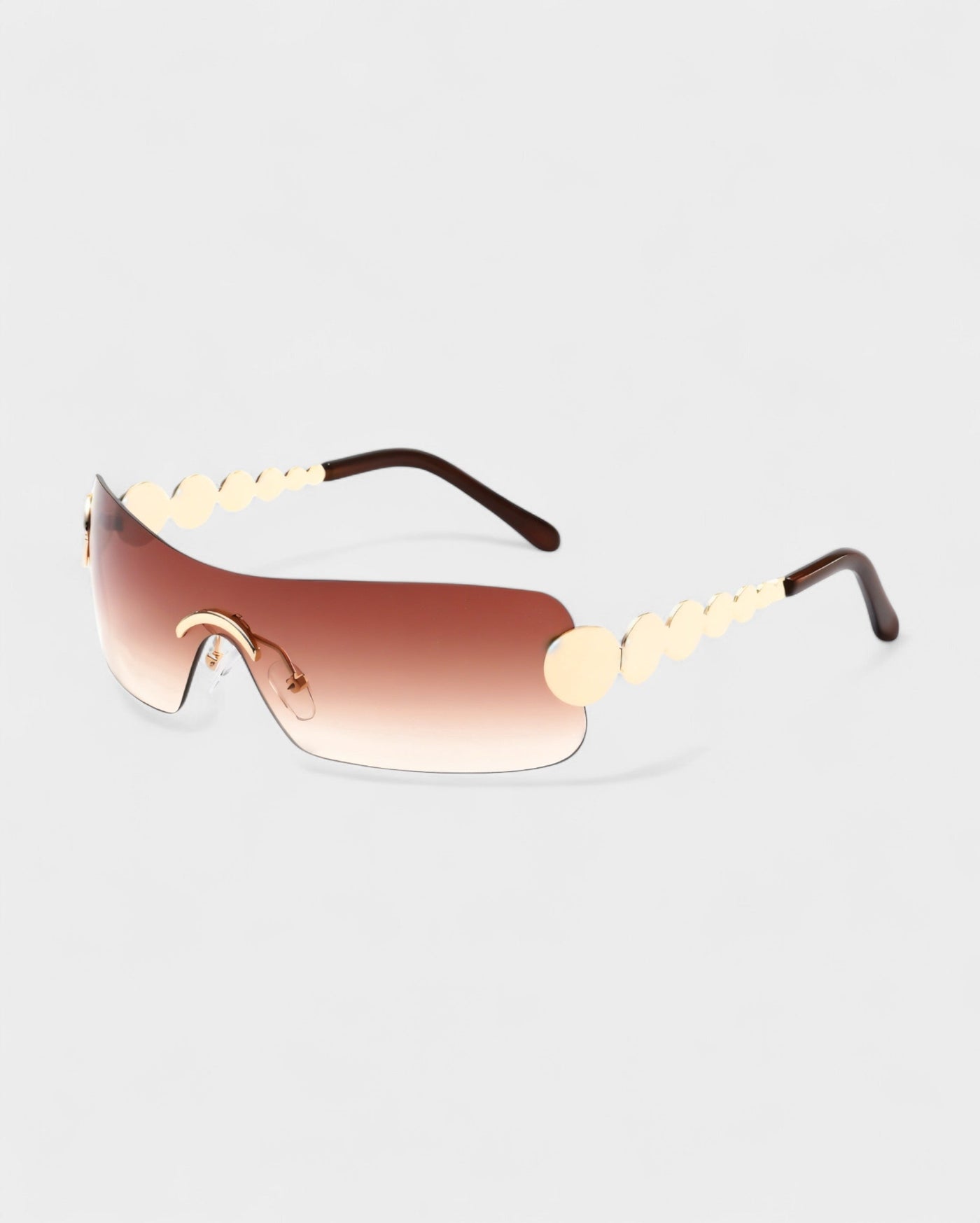 AMORA Circle Embellished Rimless Shield Sunglasses