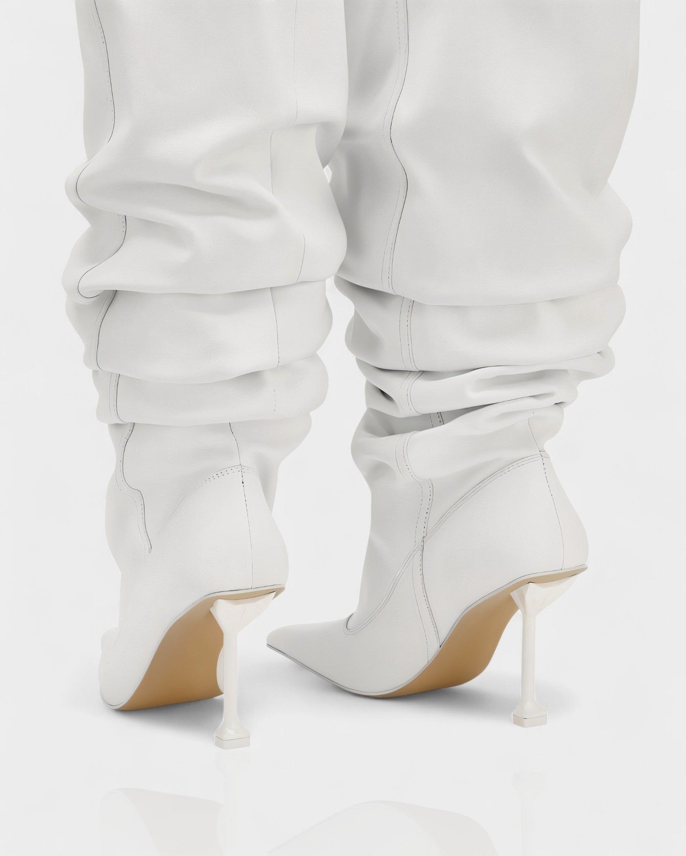 BELLARA Faux Leather Slouchy Pointed Toe Stiletto Boots