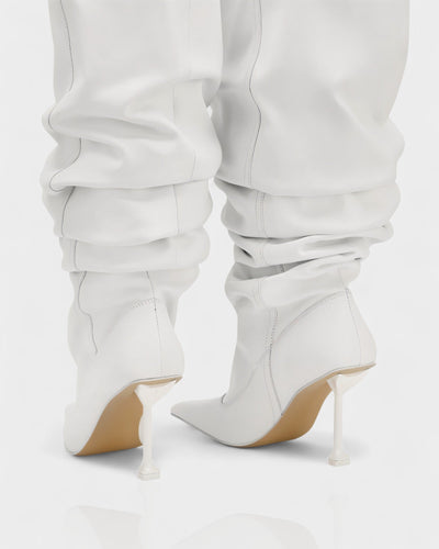 BELLARA Faux Leather Slouchy Pointed Toe Stiletto Boots