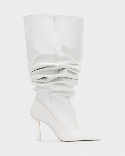 BELLARA Faux Leather Slouchy Pointed Toe Stiletto Boots