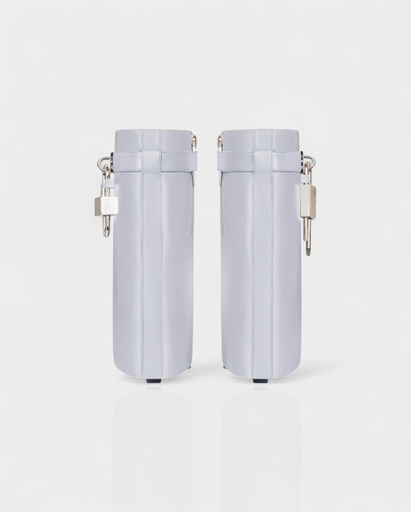 AVELINE Padlock Wedge Faux Leather Ankle Boots