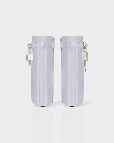 AVELINE Padlock Wedge Faux Leather Ankle Boots