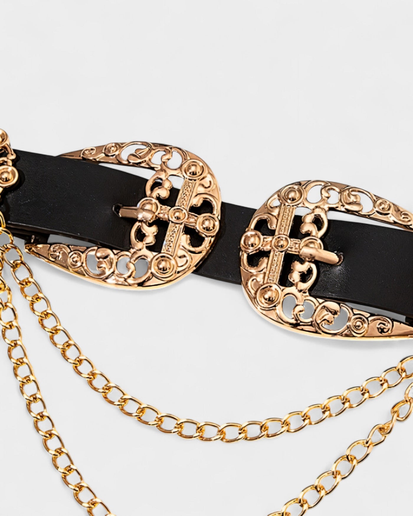 SHARLA Double Buckle Chain Wide Belt