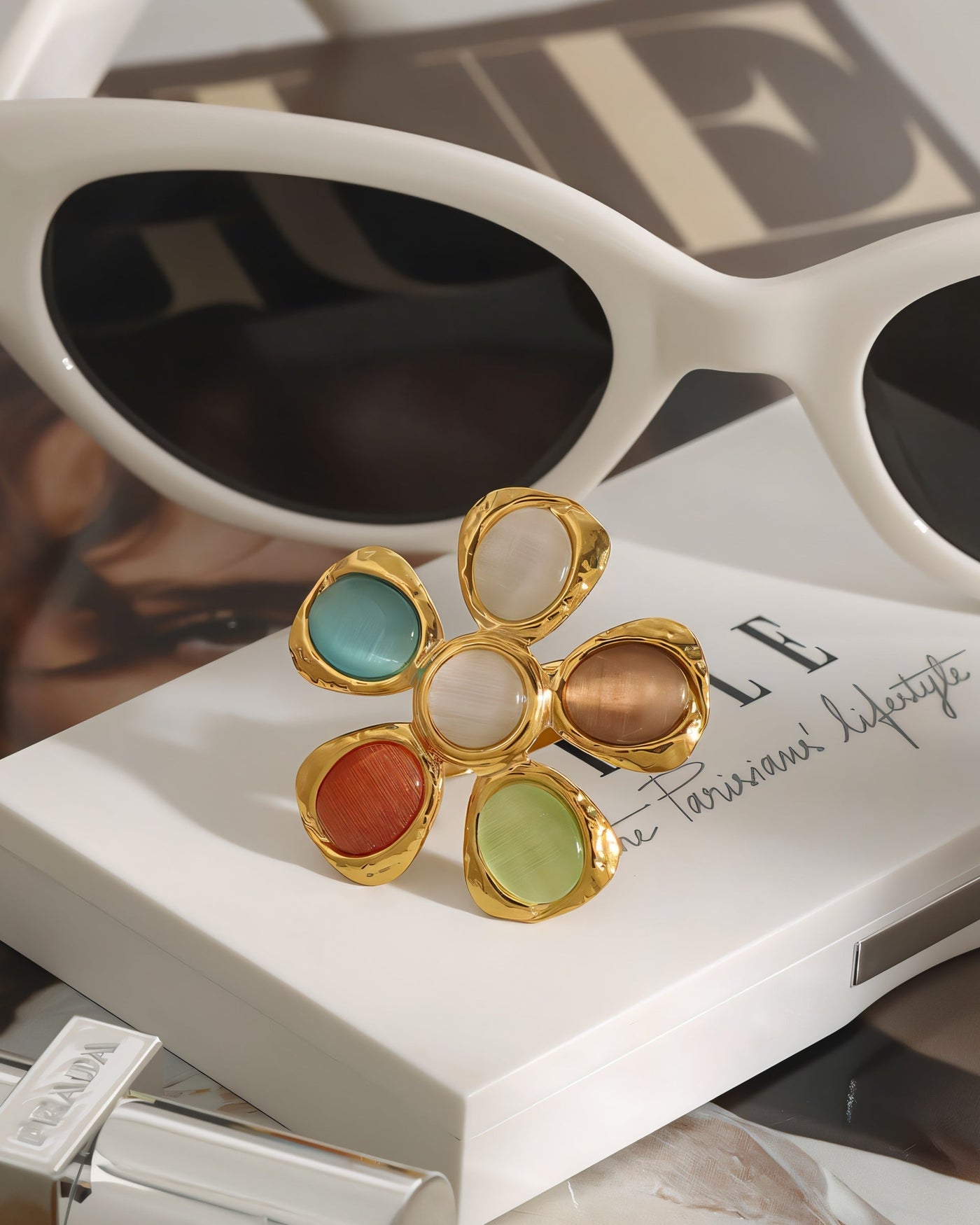 ROSELLE Multicolor Gemstone Floral Ring