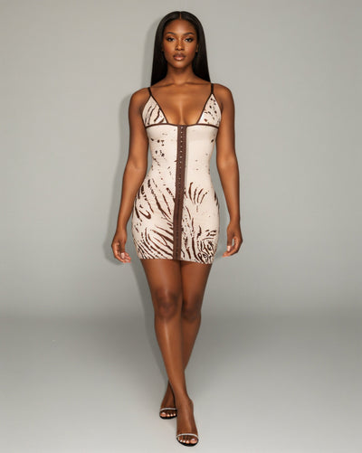 EMILIA Zebra Print Bodycon Mini Dress