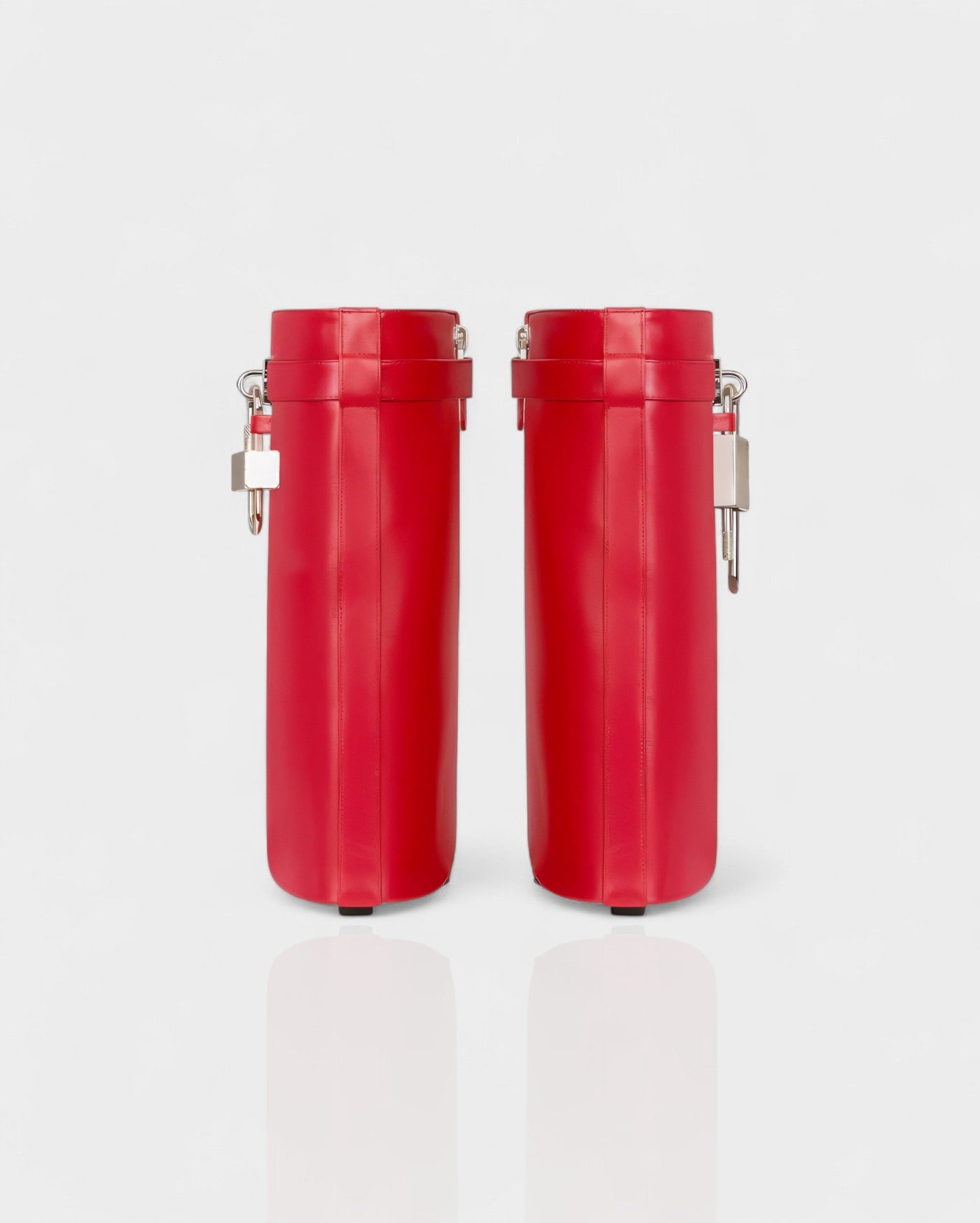 AVELINE Padlock Wedge Faux Leather Ankle Boots