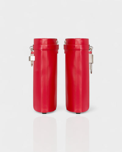 AVELINE Padlock Wedge Faux Leather Ankle Boots