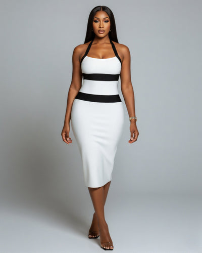 DESIREE Contrast Halter Neck Midi Dress