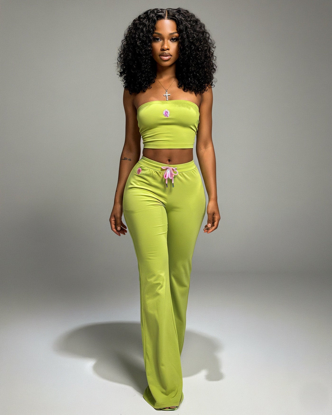 CASHLEY Bandeau Top and Flare Pants Set