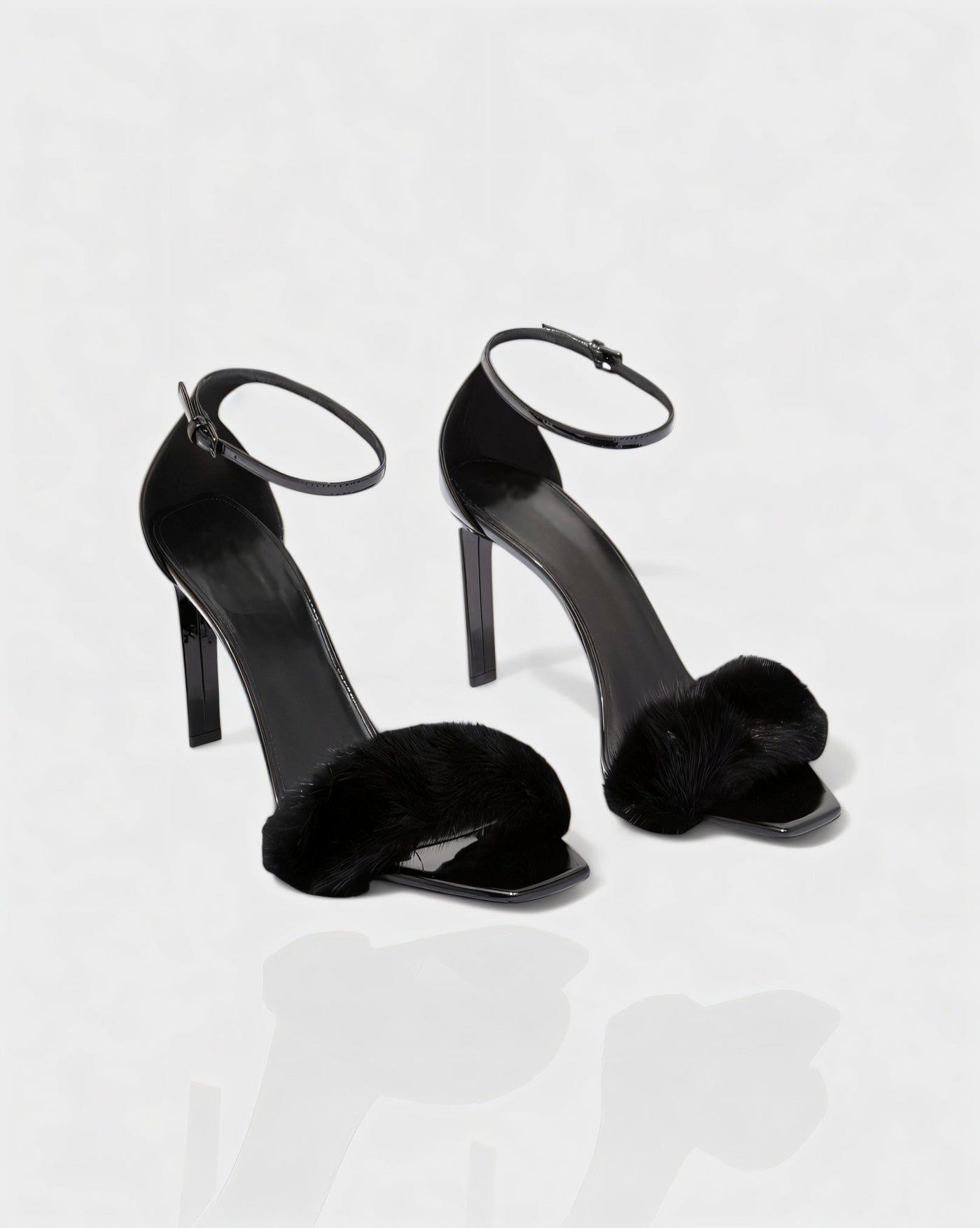 ILUNA Mink Fur Strap Heels
