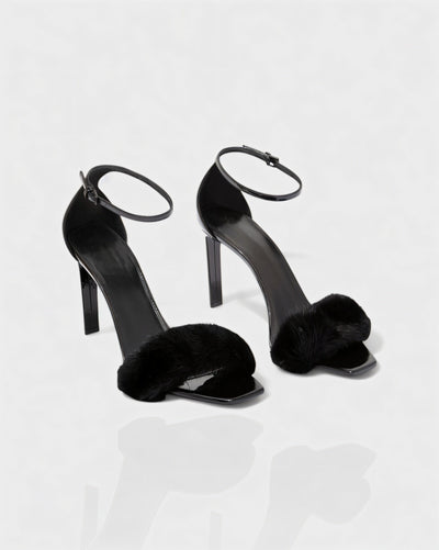ILUNA Mink Fur Strap Heels