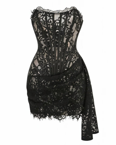 DARLENE Strapless Lace Corset Mini Dress