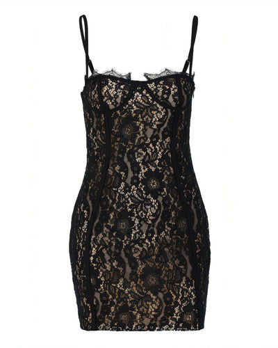 ISABEL Flower Slim Lace Mini Dress