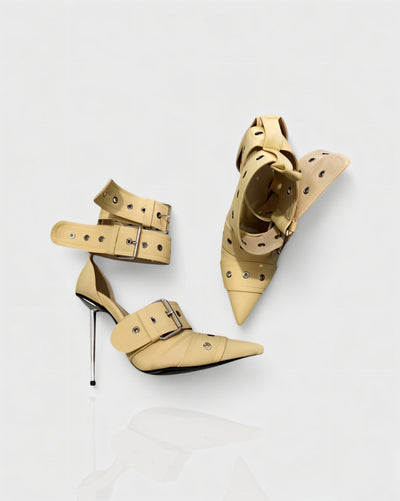 MARILYN Buckle Strap Pointed-Toe Stiletto Heels