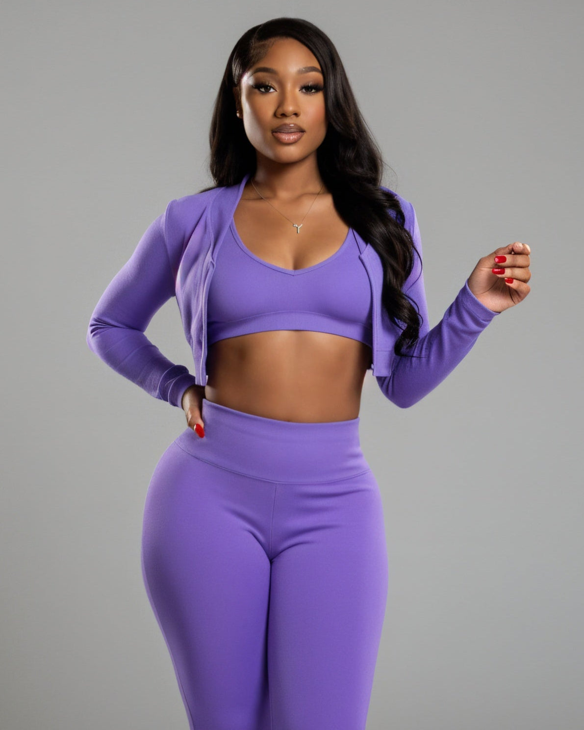 MARJORIE 3-Piece Zip Up Top & Flare Pants Set