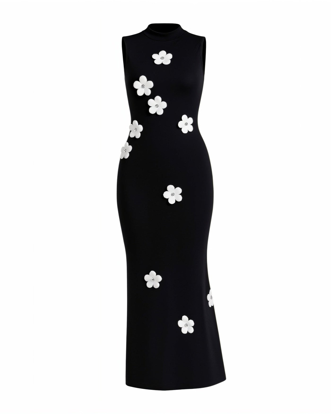 ESTRA Floral Appliqué Sleeveless Maxi Dress