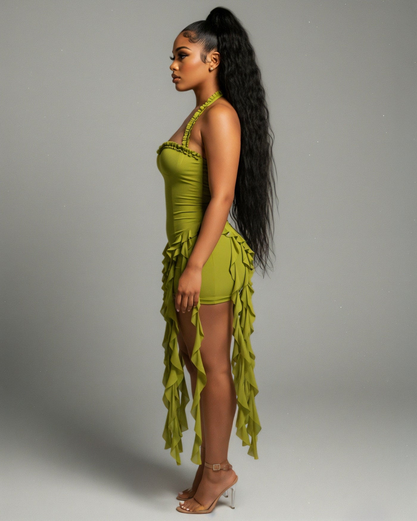 SANAI Ruffle Trim Mini Dress