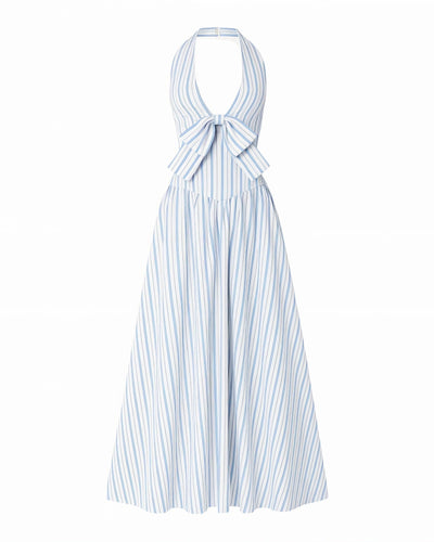 FENICIA Striped Halter Midi Dress