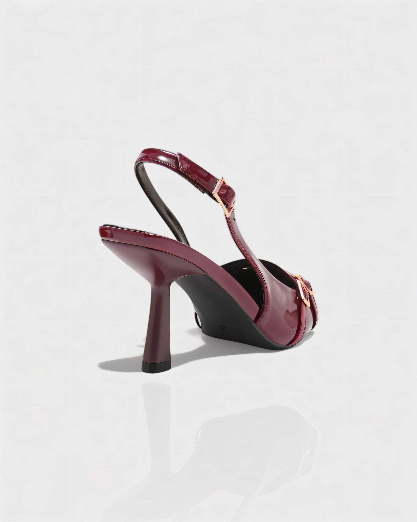 VALEN Patent Buckle Slingback Heels