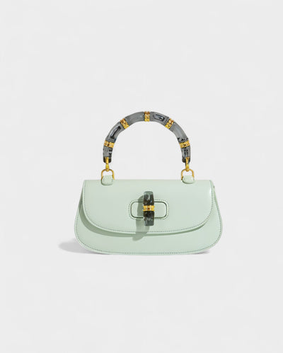 ZARLA Bamboo Handle Faux Leather Bag