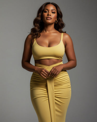 ZELLA Ruched High-Waist Draped Maxi Skirt