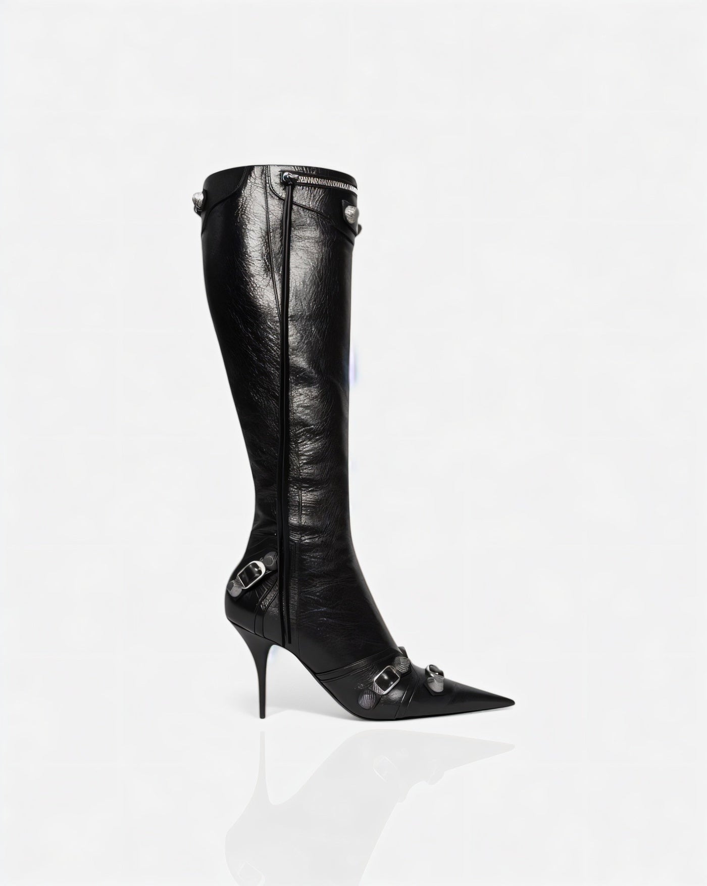 WENA Studded Pointed Toe Knee-High Boots