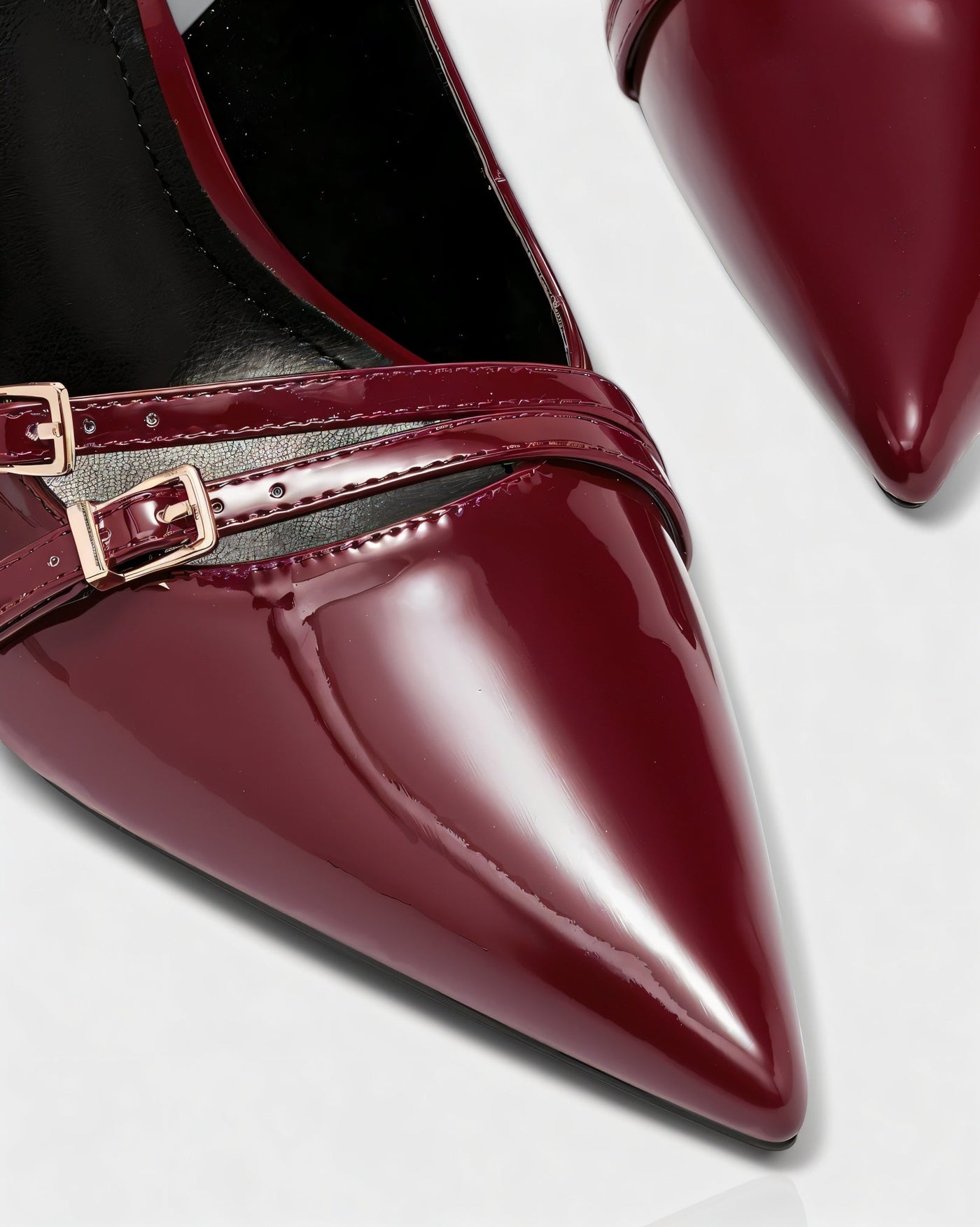 VALEN Patent Buckle Slingback Heels