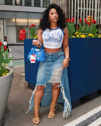 AINSLEY Fringe Split Denim