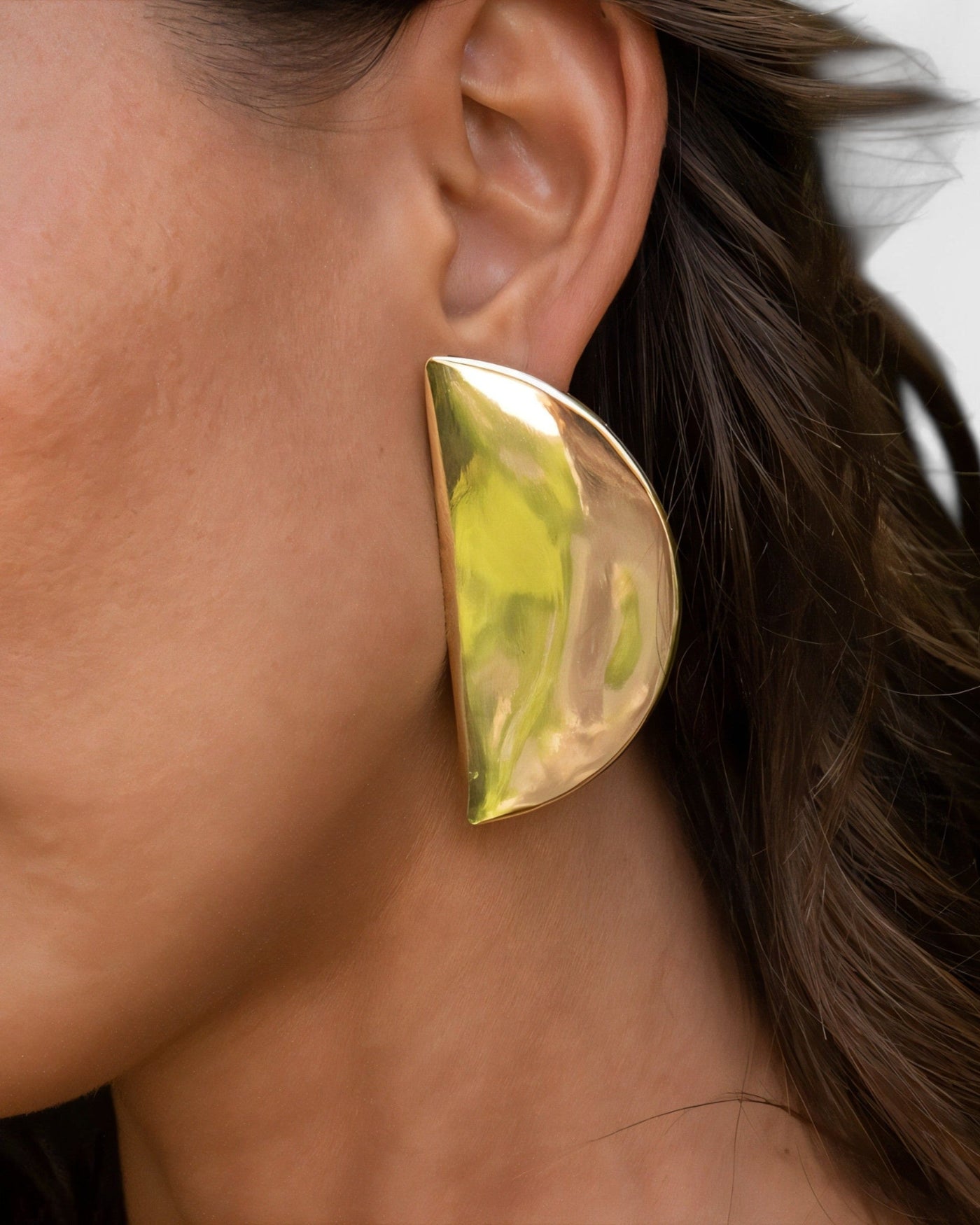 KALIRA Crescent Gold Stud Earrings