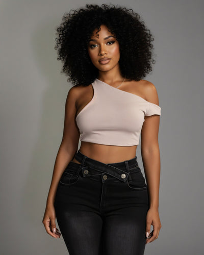 HAZE Denim Criss-Cross Waistband Cargo Pants