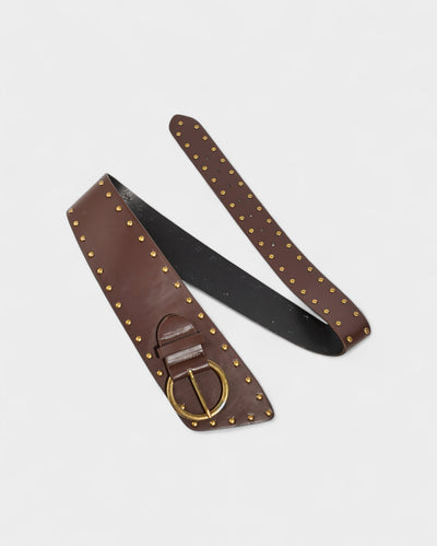 AYYZEL Faux Leather Wide Studded Belt