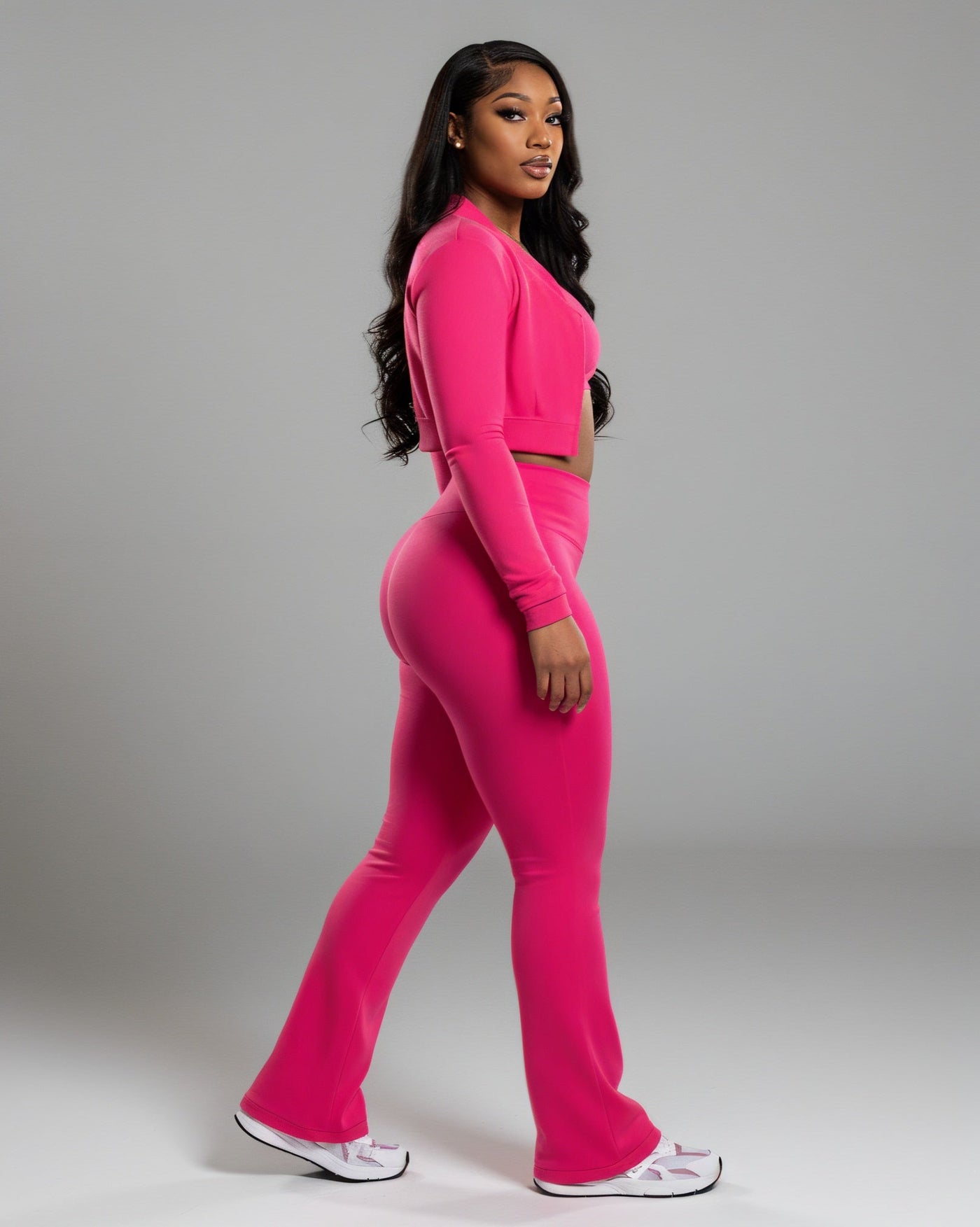MARJORIE 3-Piece Zip Up Top & Flare Pants Set