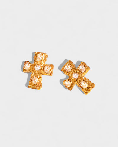 MAINE Multi-Stone Cross Stud Earrings