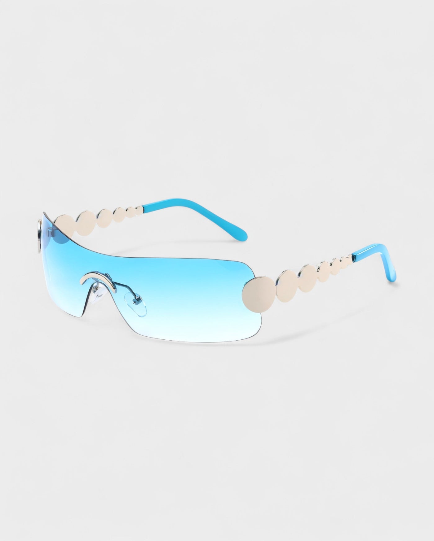 AMORA Circle Embellished Rimless Shield Sunglasses