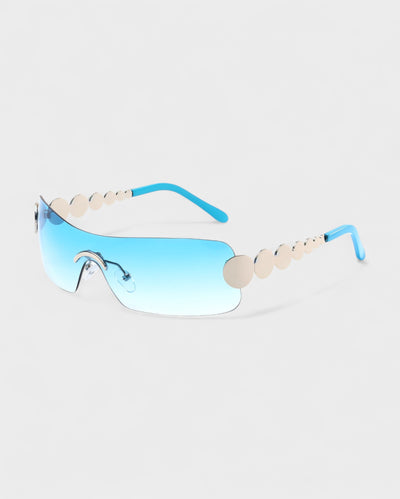 AMORA Circle Embellished Rimless Shield Sunglasses