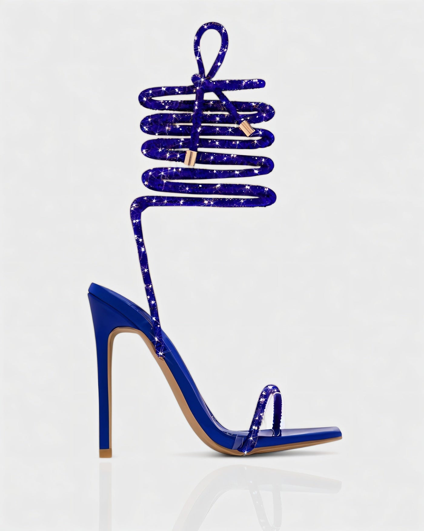 KYLIE Diamante Lace Up Square Toe High Heels