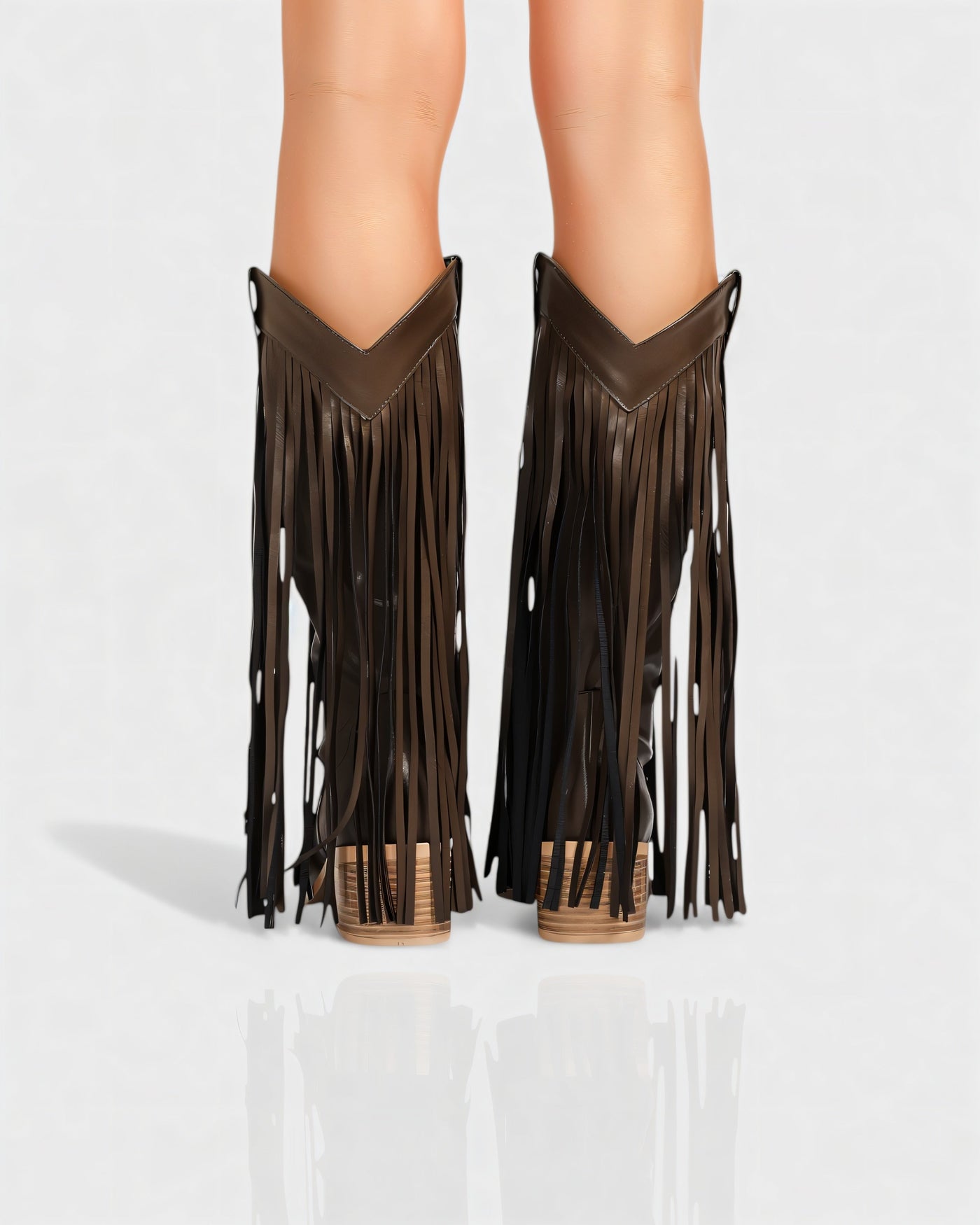 MITHENA Fringe Studded Cowboy Boots