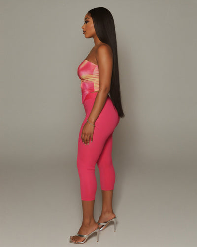 ELLIE Strapless Ring Detail Top & Capri Pants