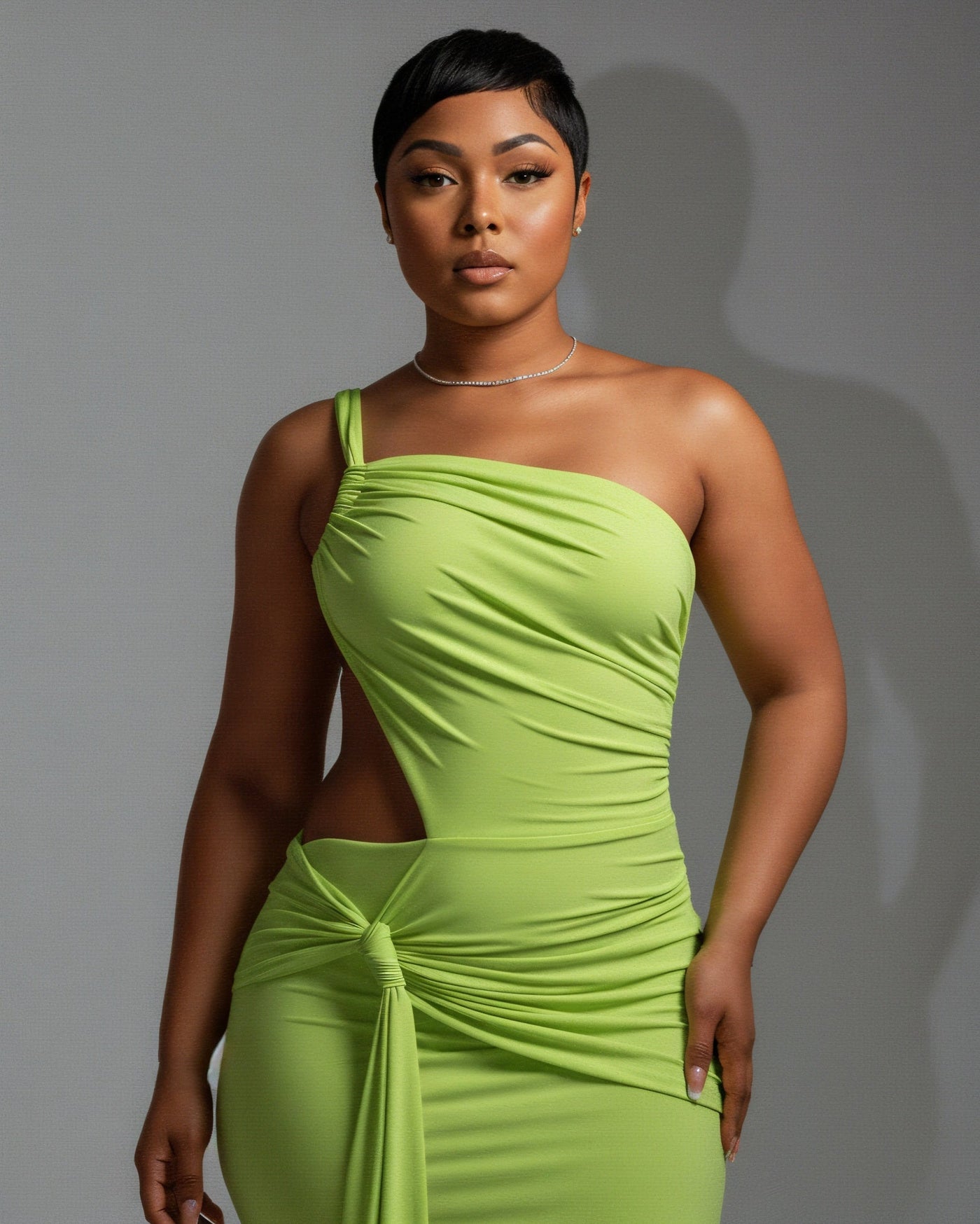 CARMEN Asymmetric Ruched Cutout Maxi Dress