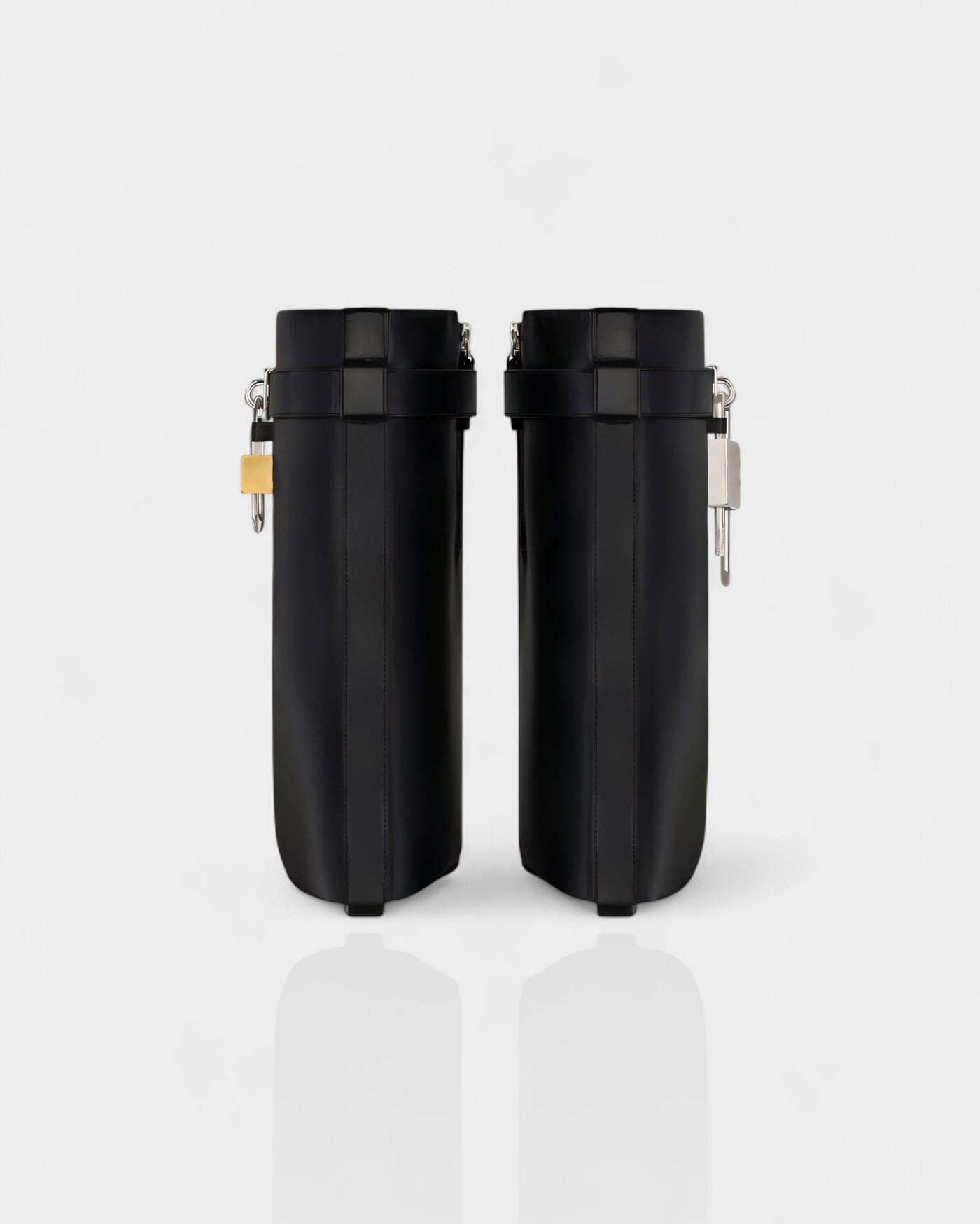 AVELINE Padlock Wedge Faux Leather Ankle Boots