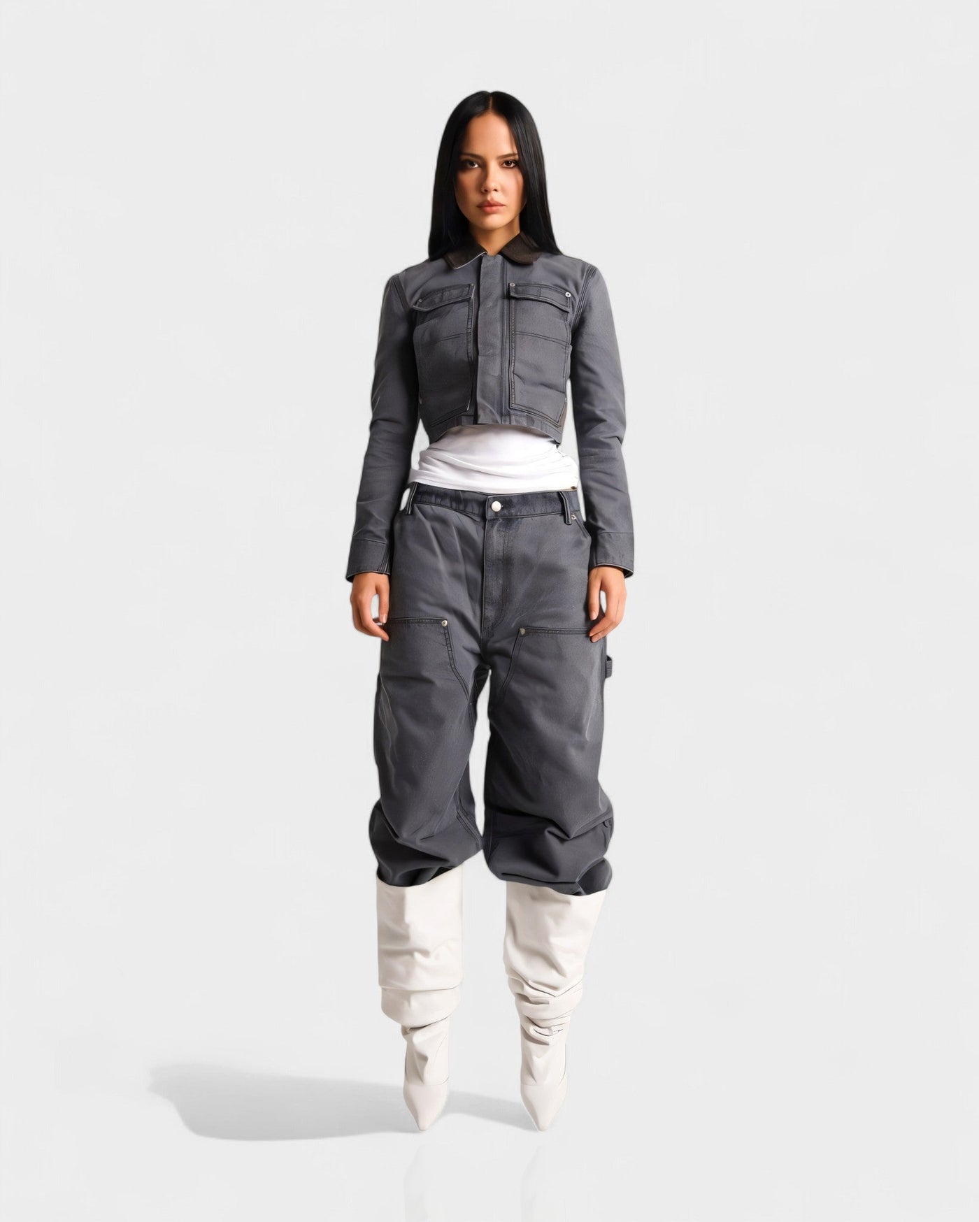 BELLARA Faux Leather Slouchy Pointed Toe Stiletto Boots