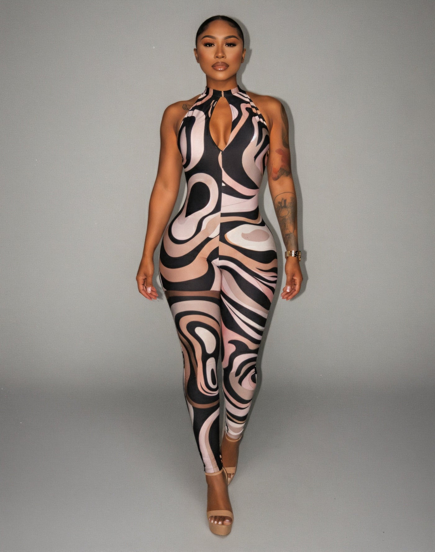 DEXIE Abstract Swirl Print Jumpsuit