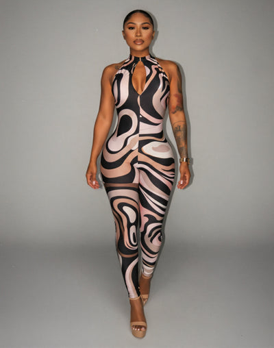 DEXIE Abstract Swirl Print Jumpsuit