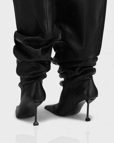 BELLARA Faux Leather Slouchy Pointed Toe Stiletto Boots