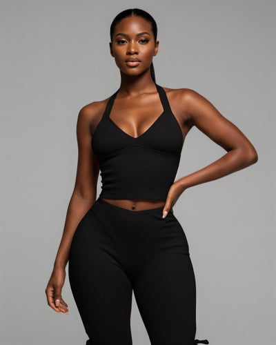 CHIYA Halter Crop Top & Side-Tie Capri Pants Set