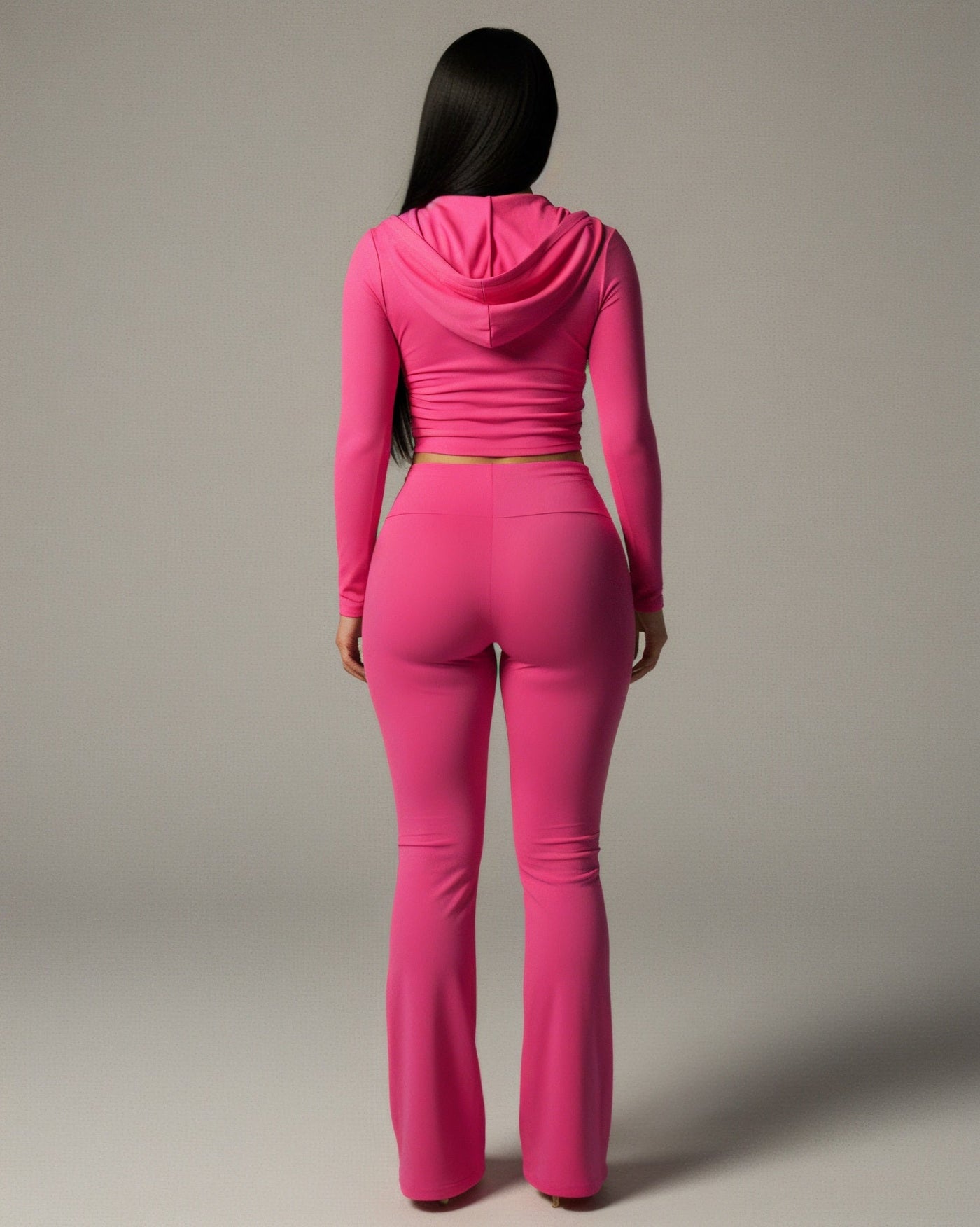 RAINY Zip-Up Hoodie and Flare Pants Set